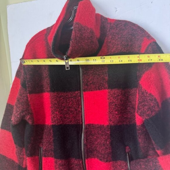 Roots Canada Seymour Wool Plaid Zip Jacket Pockets Red Coat Cozy Preppy Warm M - Picture 14 of 16